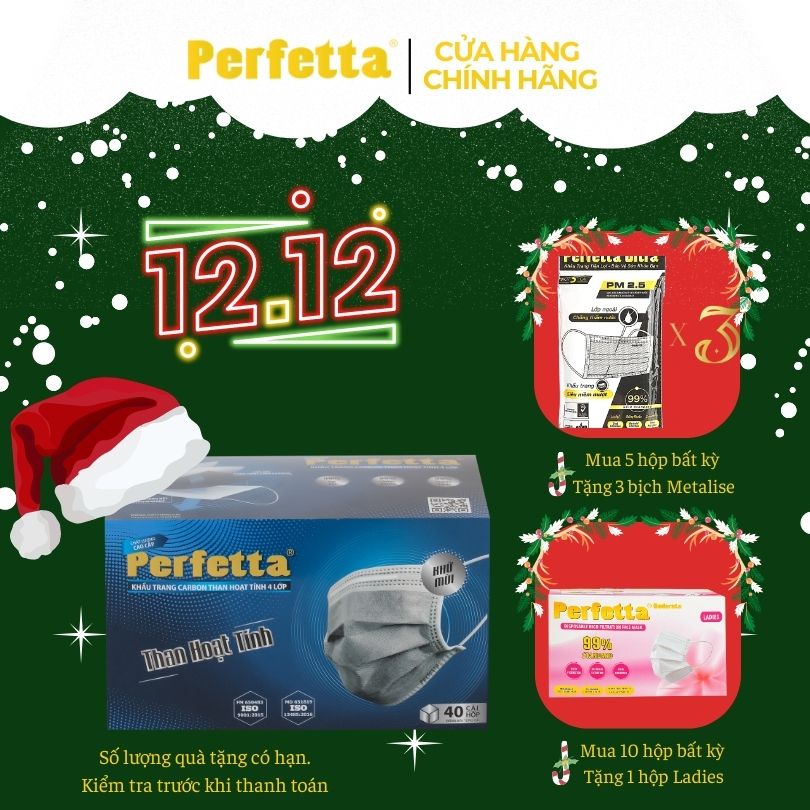 Khẩu trang 4 lớp than hoạt tính Perfetta Carbon (40 Cái/Hộp)