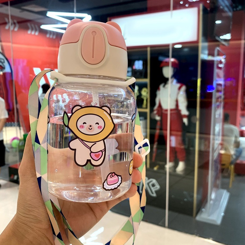 Bình nước ống hút trẻ em 600ml, bình cho bé hình sừng hươu dễ thương - Ống mềm Silicone Phim hoạt hình - LUCKYBABY