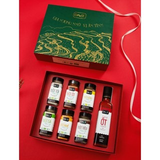 Bộ quà gia vị 7 món - 100% organic chứng nhận usda, eu, jas - bột tỏi, ớt, gừng, nghệ, tiêu, sả, tương ớt chai