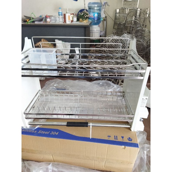 Giá Bát đĩa Nâng Hạ Inox 304, giá bát nâng hạ, Kệ Đựng Đồ Nhà Bếp Thông Minh