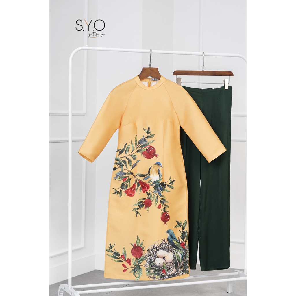 Áo Dài In Cành Lựu Đỏ SYO AD003