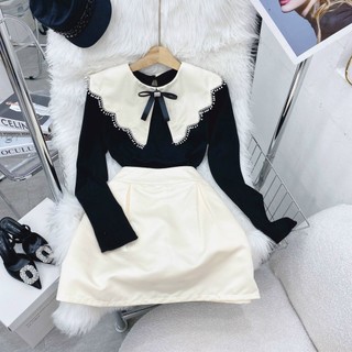 Set áo cổ peter thắt nơ kèm chân váy Venus Closet - SR200