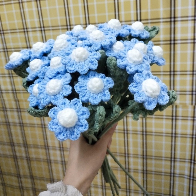 Cành 1 bông hoa cúc daisy nhân tạo  handmade bằng len làm qua tặng bạn bè, decor trang trí nhà cửa đáng yêu