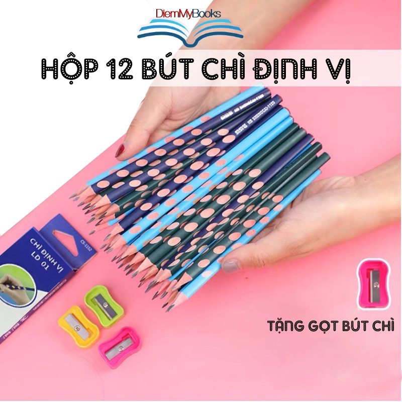 Hộp 12 Bút Chì Gỗ Định Vị 2B Dùng Để Luyện Viết Chữ Cho Học Sinh LD01 Việt Hà Tặng Kèm Gọt Chì