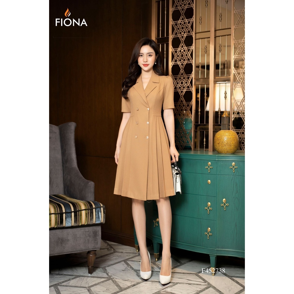 Đầm xòe Fiona xếp ly cổ hai ve F452738