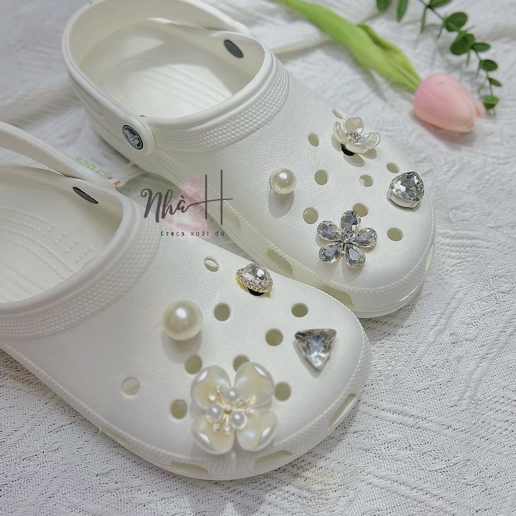 Nguyên Set Sticker / Jibbitz/ Charm gắn dép sục hình Đá, hoa đá Link A