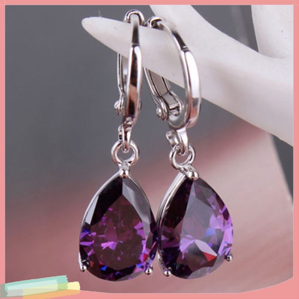 Đôi hoa tai kiểu giọt nước đính đá thời trang dành cho nữ