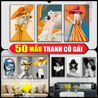 TRANH CÔ GÁI NGHỆ THUẬT CÓ KHUNG, tranh chân dung, tranh canvas hiện đại