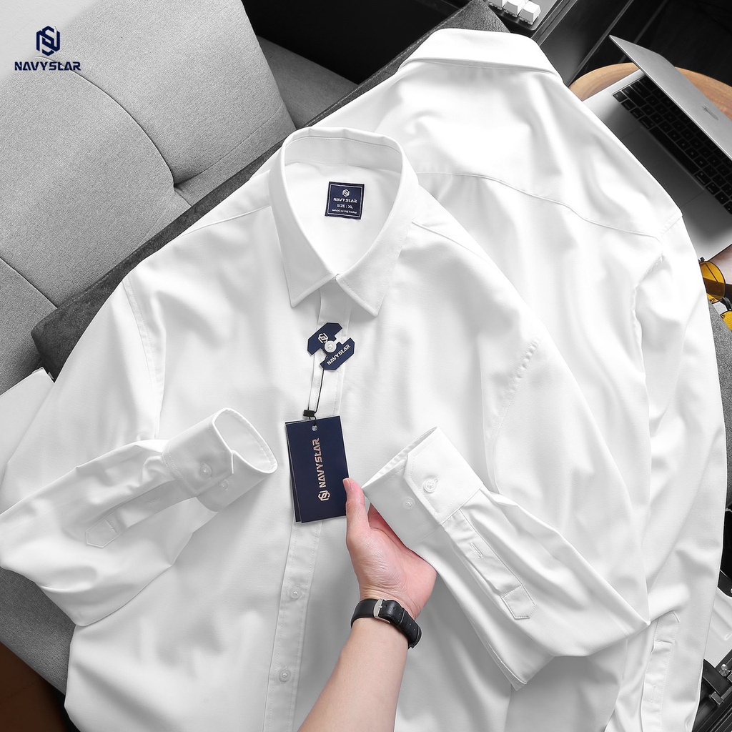 BIGSIZE NAM 80-140KG ÁO SƠ MI TRẮNG TAY DÀI SD012 2BIG NAVY STAR