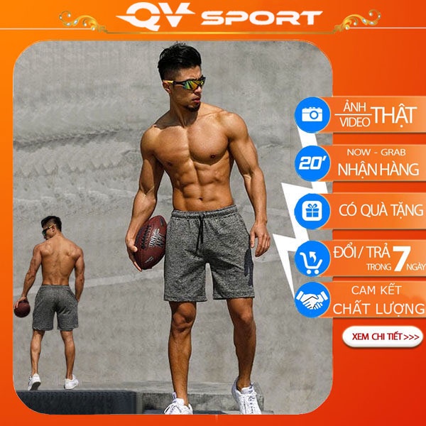 Quần thể thao nam ngắn, quần tập gym nam chất đẹp, co giãn 4 chiều thoáng mát, thấm hút mồ hôi H02