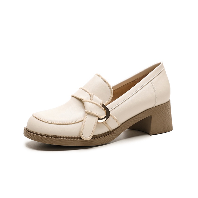 Giày Lười Da Đính Nơ Phong Cách Anh Quốc Thời Trang Cho Nữ