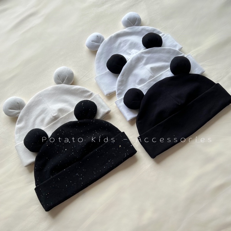 Mũ Tai Gấu Trơn, Mũ Tai Mèo, Mũ Gấu Phong Cách Hàn Quốc Co Giãn Cho Bé Trai Và Bé Gái Sơ Sinh Đến 3 Tuổi