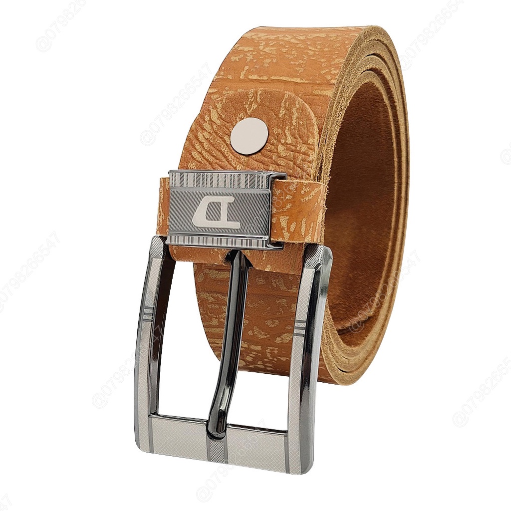 Dây nịt nam da bò thật bản thô DHM-138 | Đầu khoá kim nguyên khối màu trắng thời trang | Bảo hành 12 tháng