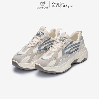 [Mã WABRMH99 giảm 12% đơn 99K]Giày Thể Thao Nữ giayBOM Phản Quang Thoáng Khí Đế Cao 5 cm B940