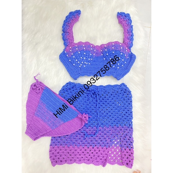 SET BIKINI MÓC LEN CÓ VỎ SÒ TÍM - HỒNG PHỐI MÀU có sẵn S M L
