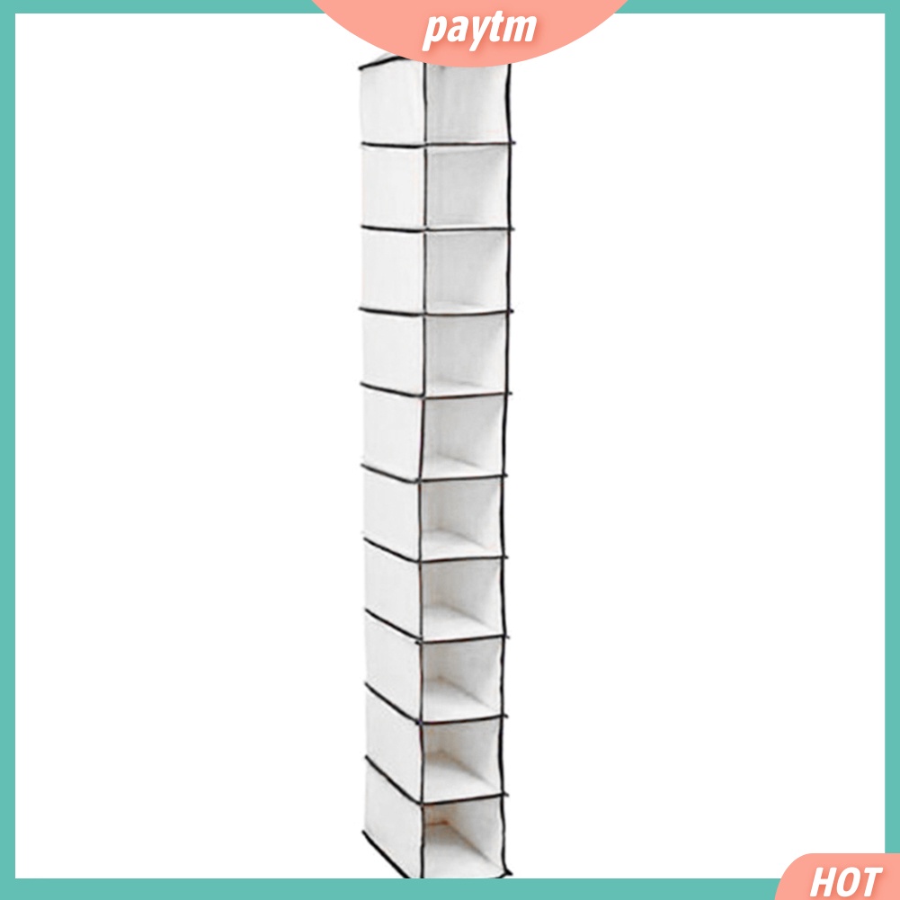 (PTM) Túi Đựng Đồ Lót / Vớ 10 Ngăn Bằng Vải Không Dệt Treo Tường Tiện Lợi