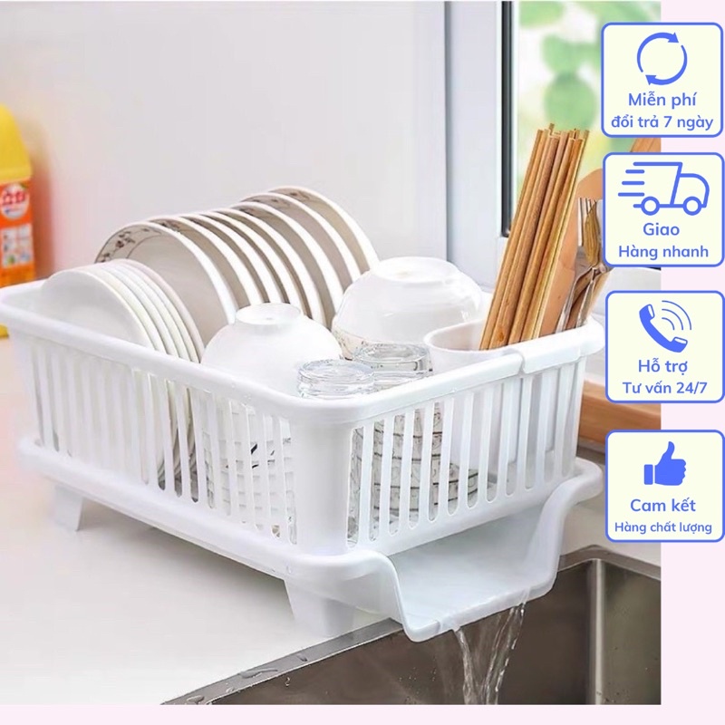 Rổ úp bát có khay hứng nước loại to bền đẹp, khay úp bát hứng nước