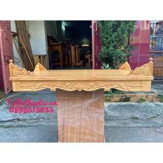 Bàn thờ treo tường mẫu Hoa Sen ngang 107cm - Gỗ Gõ Đỏ