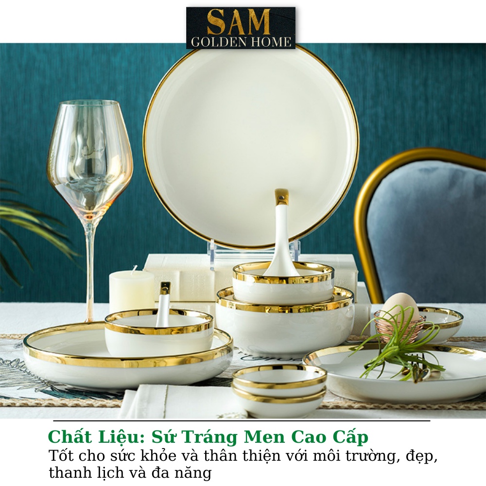 Chén Đĩa Trắng Victorian Sứ Tráng Men Cao Cấp Viền Vàng Gold Decor Sang Trọng Hiện Đại Phong Cách Bắc Âu