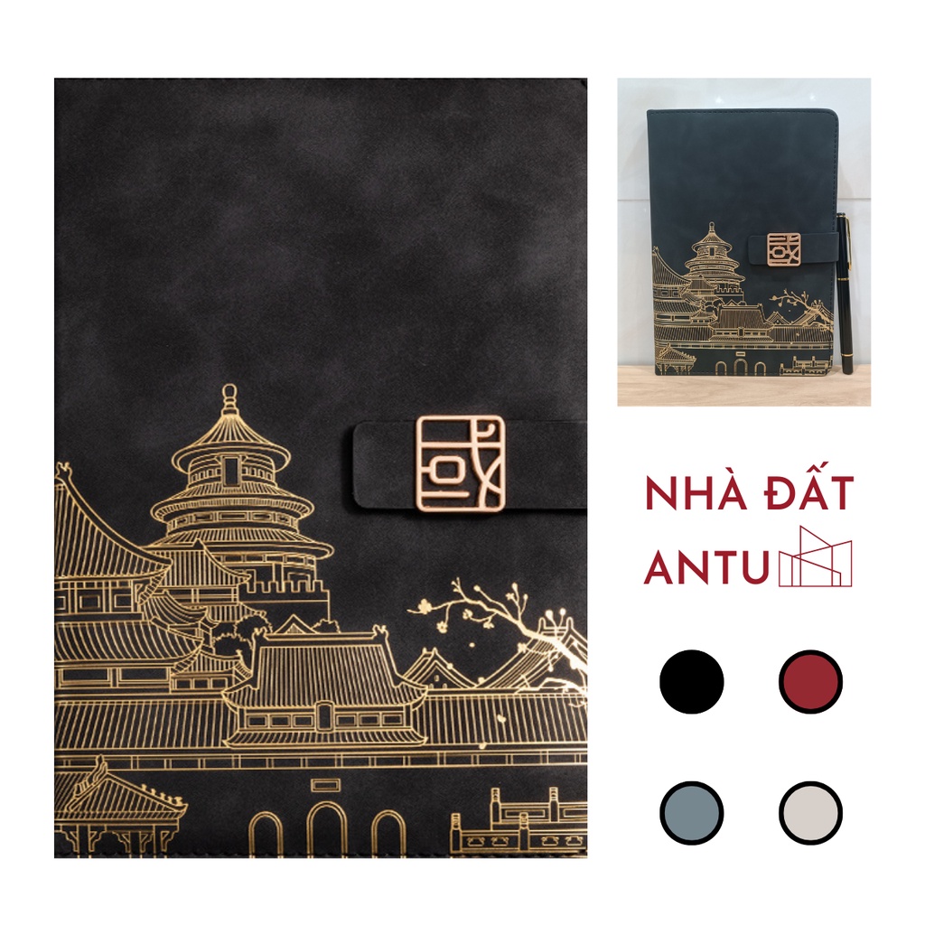 Sổ tay ghi chép văn phòng A5 200 trang - Sổ da quà tặng cao cấp A5 200 trang ST001 - Nhà Đất Antu