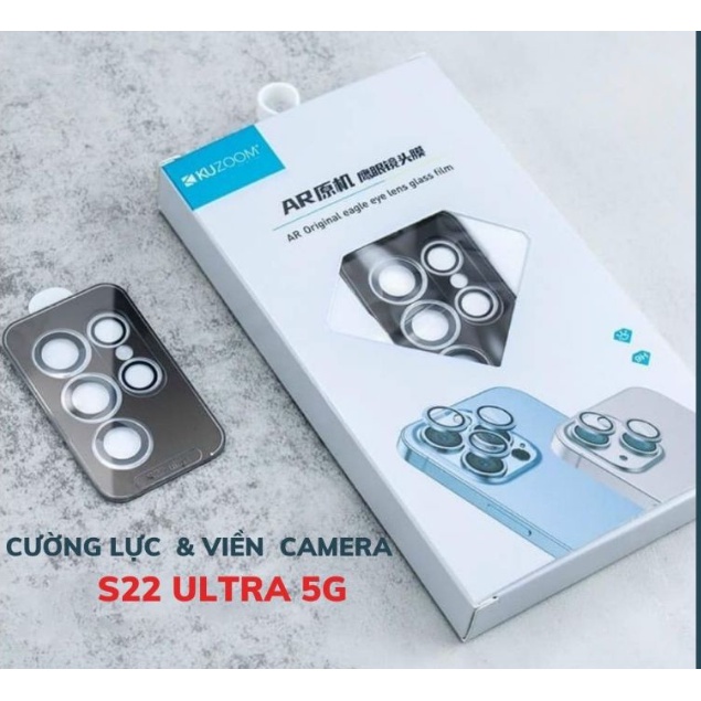 Bộ Lens Dán Bảo Vệ Camera Samsung Galaxy S22 Ultra Kuzoom - Kèm Khung Dán