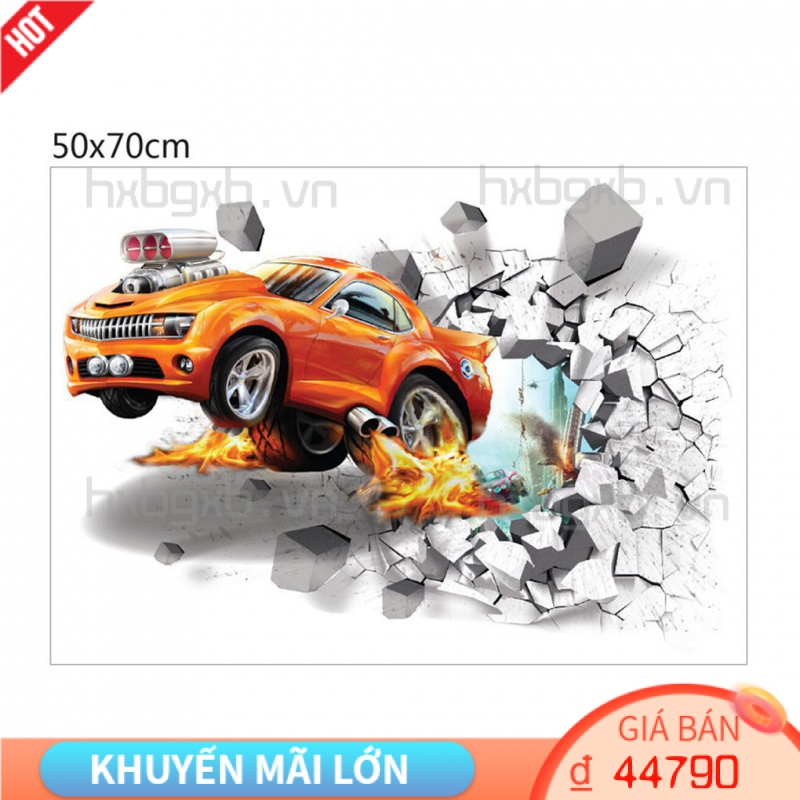 Miếng Dán Tường 3d Trang Trí Nội Thất Hình Xe Hơi Độc Đáo Ấn Tượng