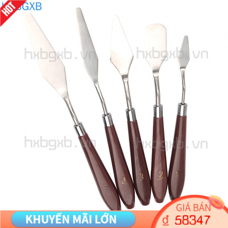 Set 5 Dao Trộn Màu Vẽ Tranh Bằng Thép Không Gỉ