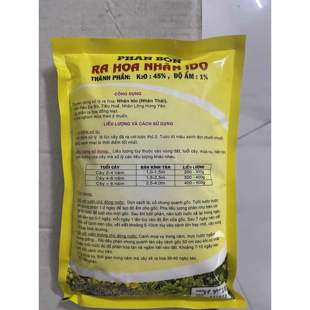 PHÂN BÓN RA HOA NHÃN IDO