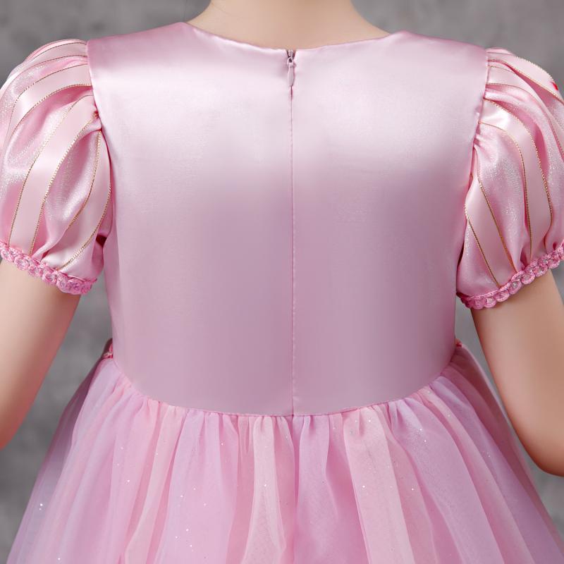 Bộ Đầm Công Chúa Sophia Rapunzel Vải Lưới Đính Kim Sa Kèm Găng Tay Vương Miện Toàn Diện Làm Quà Tặng Sinh Nhật Cho Bé Gái