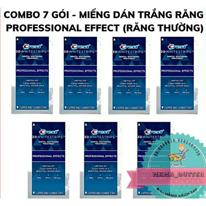 Miếng dán trắng răng ❤ FREESHIP (7 Gói-14 Miếng)  ❤ Liệu Trình 7 Ngày - gói dán trắng răng crest