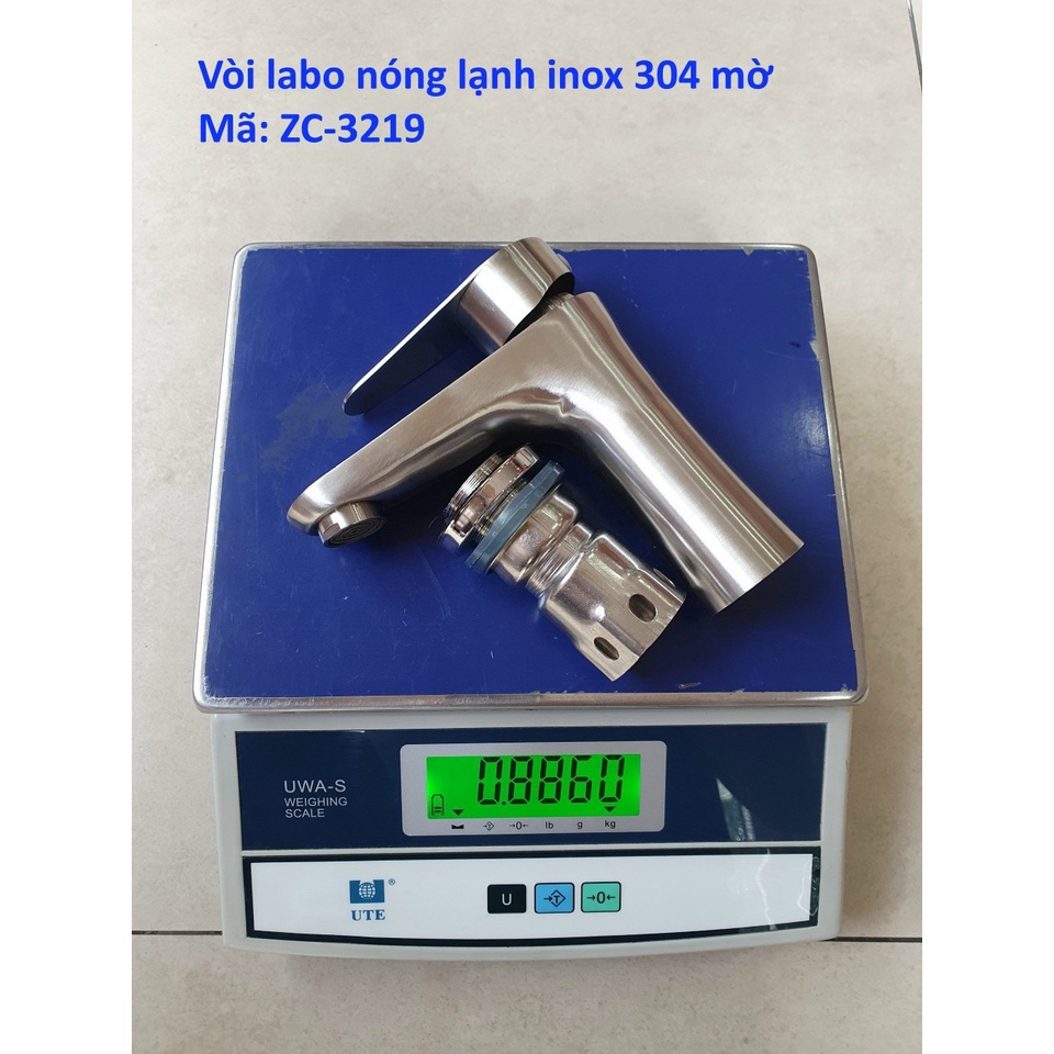 Vòi Lavabo Inox 304, Vòi rửa mặt lavabo nóng lạnh inox 304 cao cấp, Vòi lavabo ZC-3219
