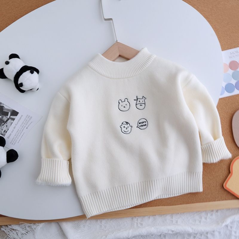 Áo Len Lót Lông Áo Len Trần Bông Cho Bé Mềm Mịn Họa Tiết Hươu Cao Cổ AL239