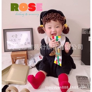 mũ len tóc 2 chùm thấp đáng yêu cho bé