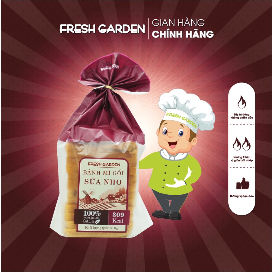Bánh Mì Gối Sữa Nho FRESH GARDEN Thơm Ngon Đậm Vị Là Sự Kết Hợp Hoàn Hảo Của Sữa Và Nho Gói 310g
