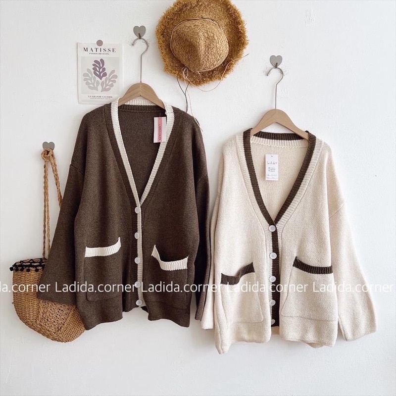 áo cardigan viền form rộng
