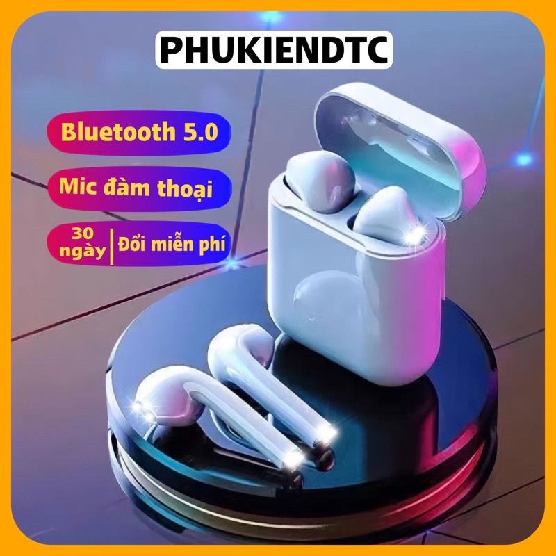 Tai Nghe Bluetooth I12 5.0 Không Dây Cảm ứng Cực Nhạy Có Mic Dùng Cho Các Dòng Điện Thoại Và Laptop