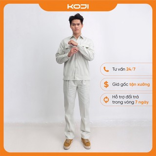 Bộ quần áo bảo hộ lao động KJ213 màu ghi sáng