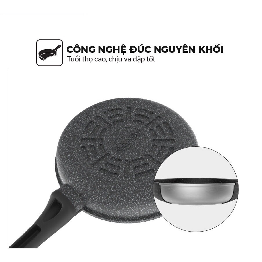 Chảo Siêu Bền Đá SUNHOUSE SBD18 / SBD20 / SBD24 / SBD26 / SBD28 / SBD30 Hợp Kim Nhôm 3 Lớp Chống Dính Tráng Vân Đá