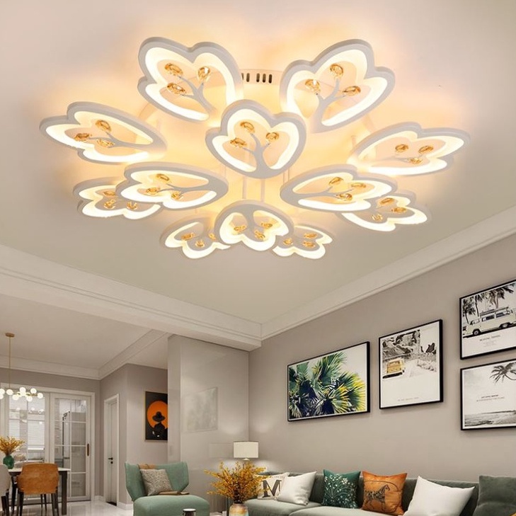 Đèn trần LED SUSHIO 5, 12 cánh hoa cao cấp 3 chế độ ánh sáng có điều khiển từ xa