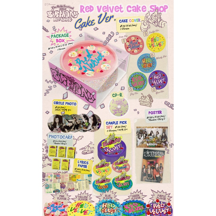 Bộ cạc bo góc Red Velvet - Birthday