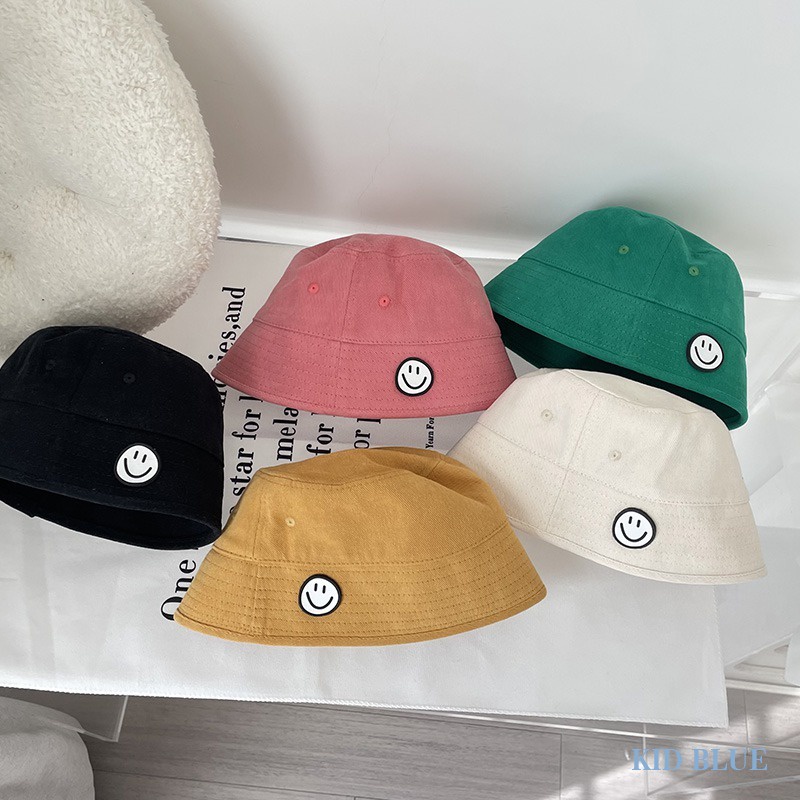 Mũ Bucket Màu Sắc Tươi Sáng Họa Tiết Mặt Cười Dễ Thương Xinh Xắn Dành Cho Bé