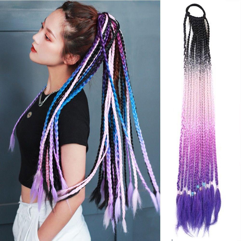 QQMALL Dây Buộc Tóc Sợi Cao Su Co Giãn Màu Sắc Gradient Chất Lượng Cao Phong Cách Hip Hop Cho Nữ