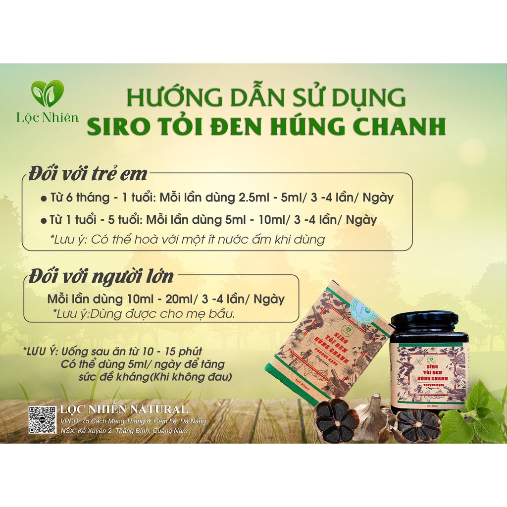 Siro Tỏi Đen Húng Chanh Cho Bé (Cô Đặc) - 200ml - Hỗ trợ tăng sức đề kháng