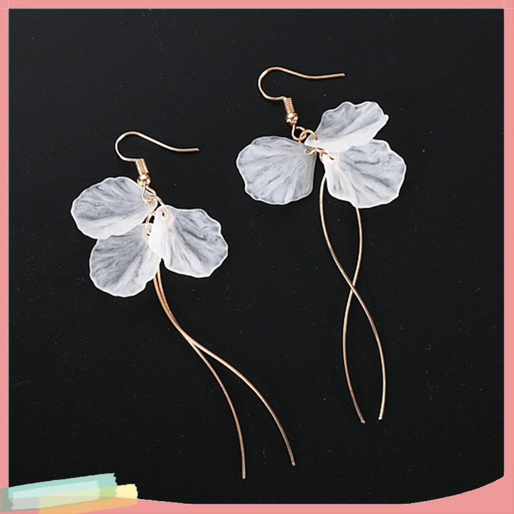 Khuyên tai dáng dài hình cánh hoa phong cách thanh lịch cho phái nữ