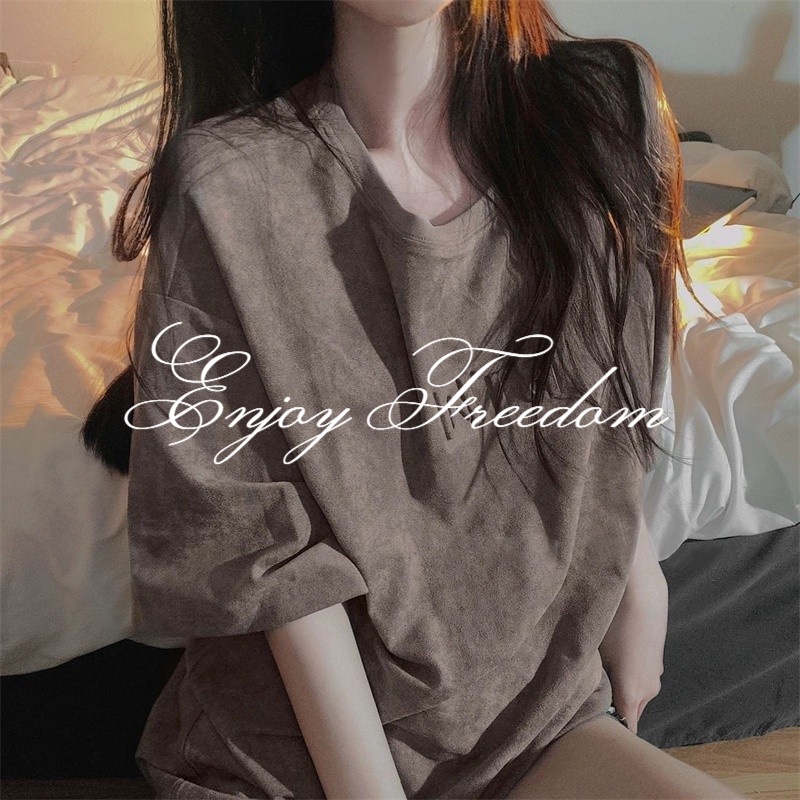 Áo Thun Tay Ngắn Cổ Tròn Thiết Kế Đơn Giản Thời Trang Mùa Hè Cho Nữ