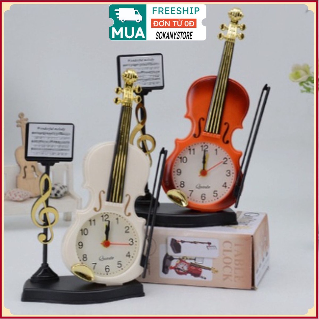 Đồng Hồ Decor 🍒SOKANY.STORE🍒 Đồng Hồ Báo Thức Để Bàn Hình Dáng Cây Đàn Violin Cổ Điển Sang Chảnh