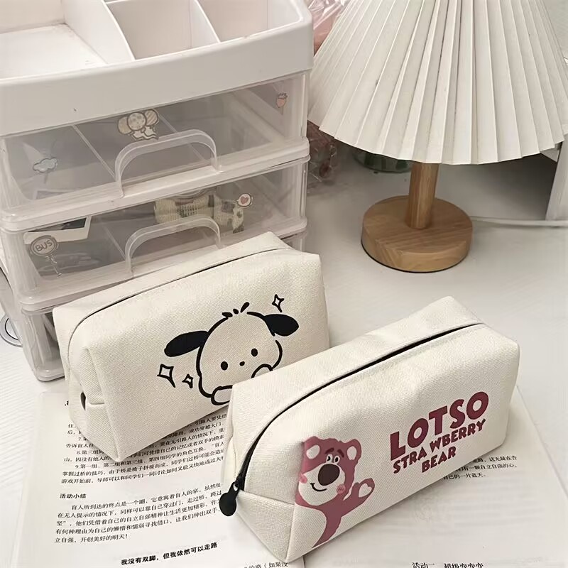 Túi Đựng Bút Chì Ohaya Pochacco Sanrio Bằng Vải Canvas Sức Chứa Lớn Cho Học Sinh