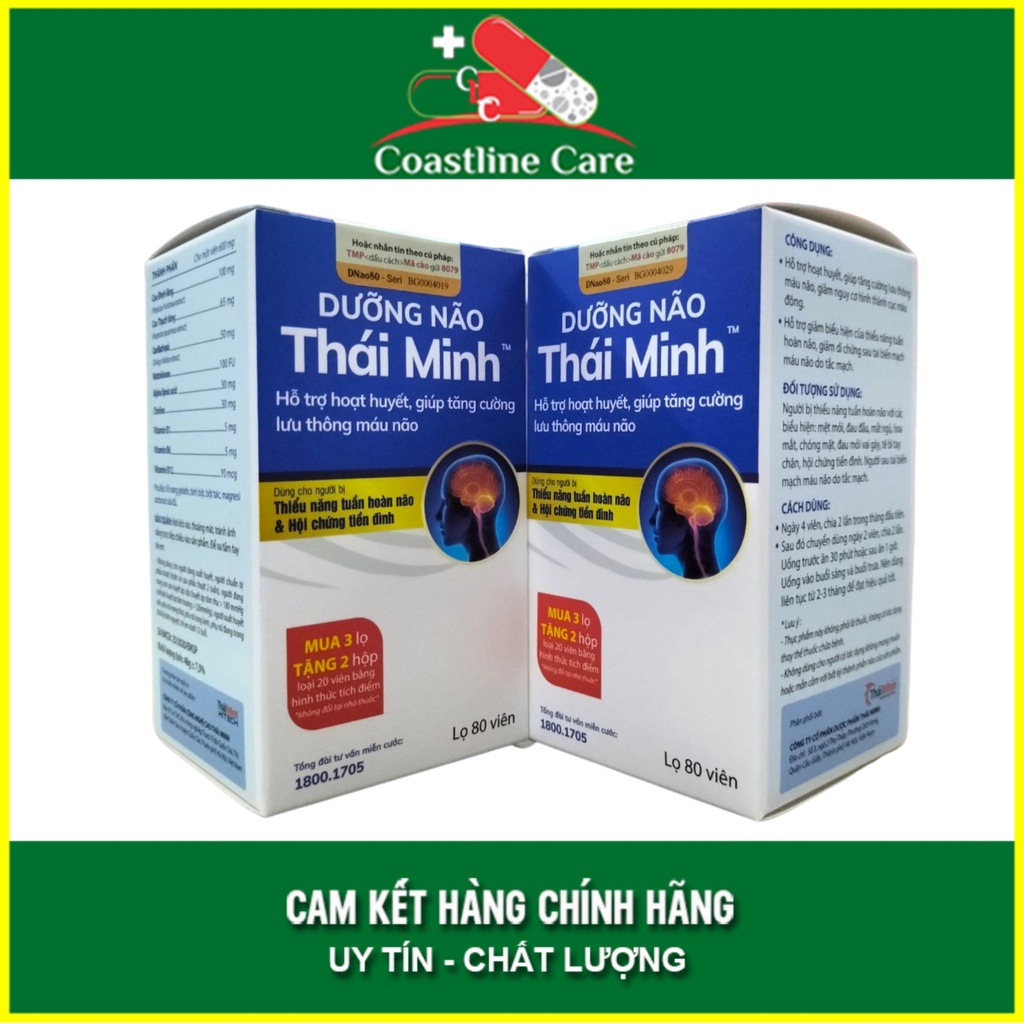 Dưỡng Não Thái Minh hỗ trợ hoạt huyết và giảm nguy cơ hình thành cục máu đông (Hộp 80 viên) - CLC Pharmacy