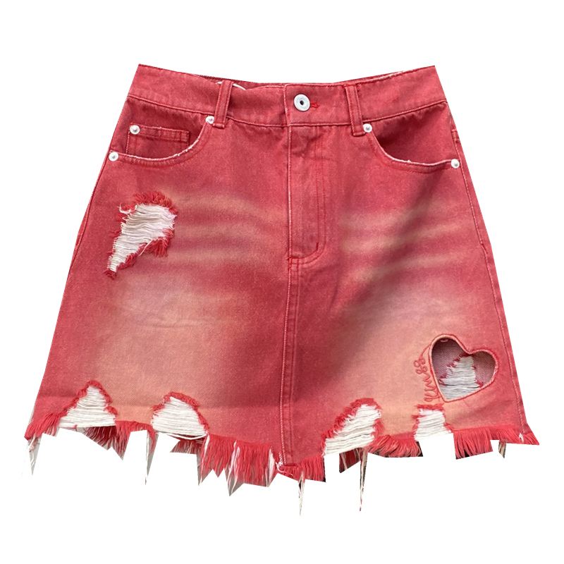 Chân Váy Denim Chữ A Lưng Cao Màu Nhuộm Thời Trang Mùa Hè Mới 2022