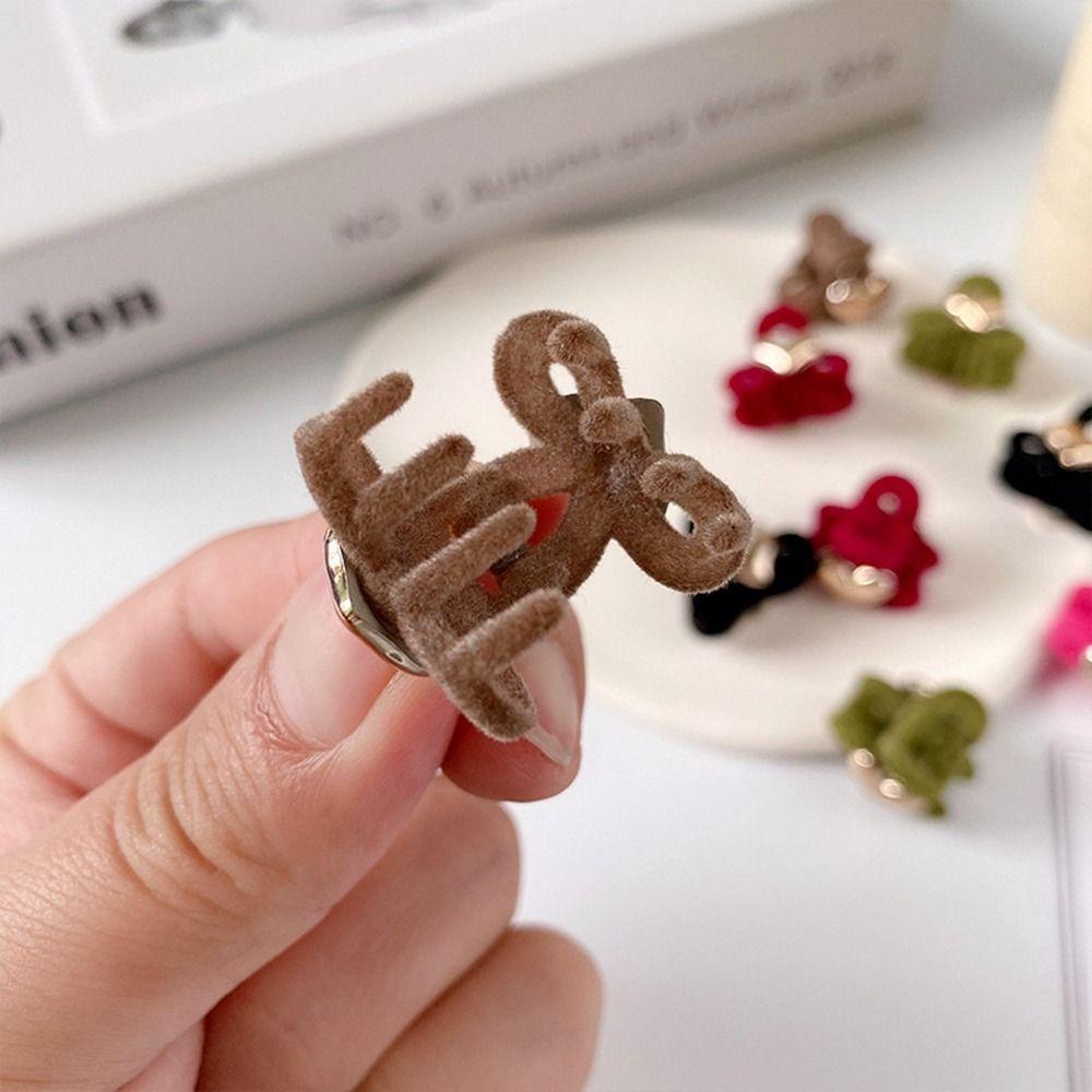 Kẹp Tóc Càng Cua Cỡ Nhỏ Bằng Nhung Phong Cách Retro Đơn Giản Cho Nữ